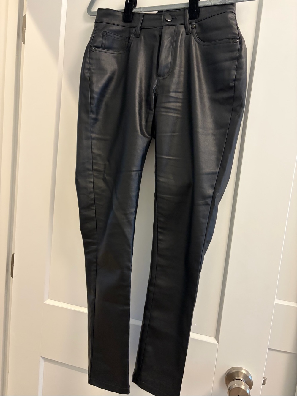 VENUS Black Faux Leather Pants